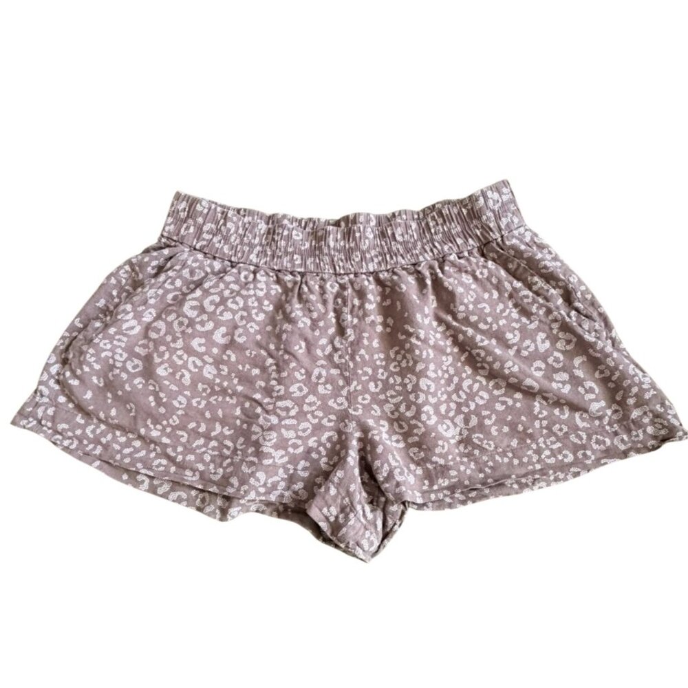 A New Day Leopard Print Pull On Shorts-Brown-L-GUC